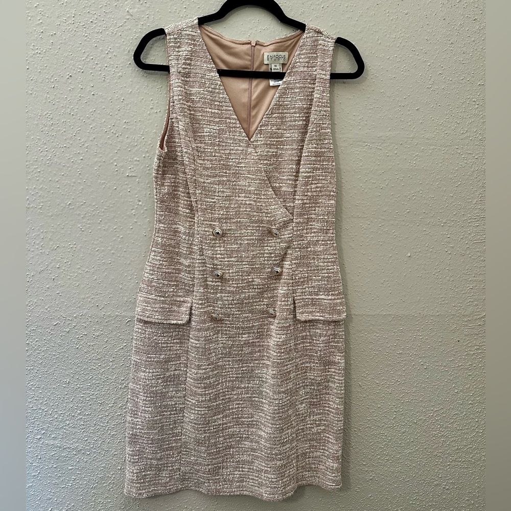 Tahari ASL Tweed Midi Dress - Cream